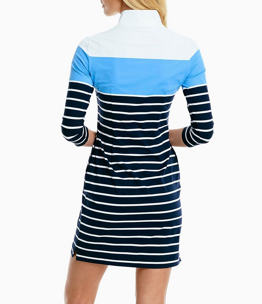 DKNY Luxe Knit Jersey Drape Neck Blouson Midi Dress