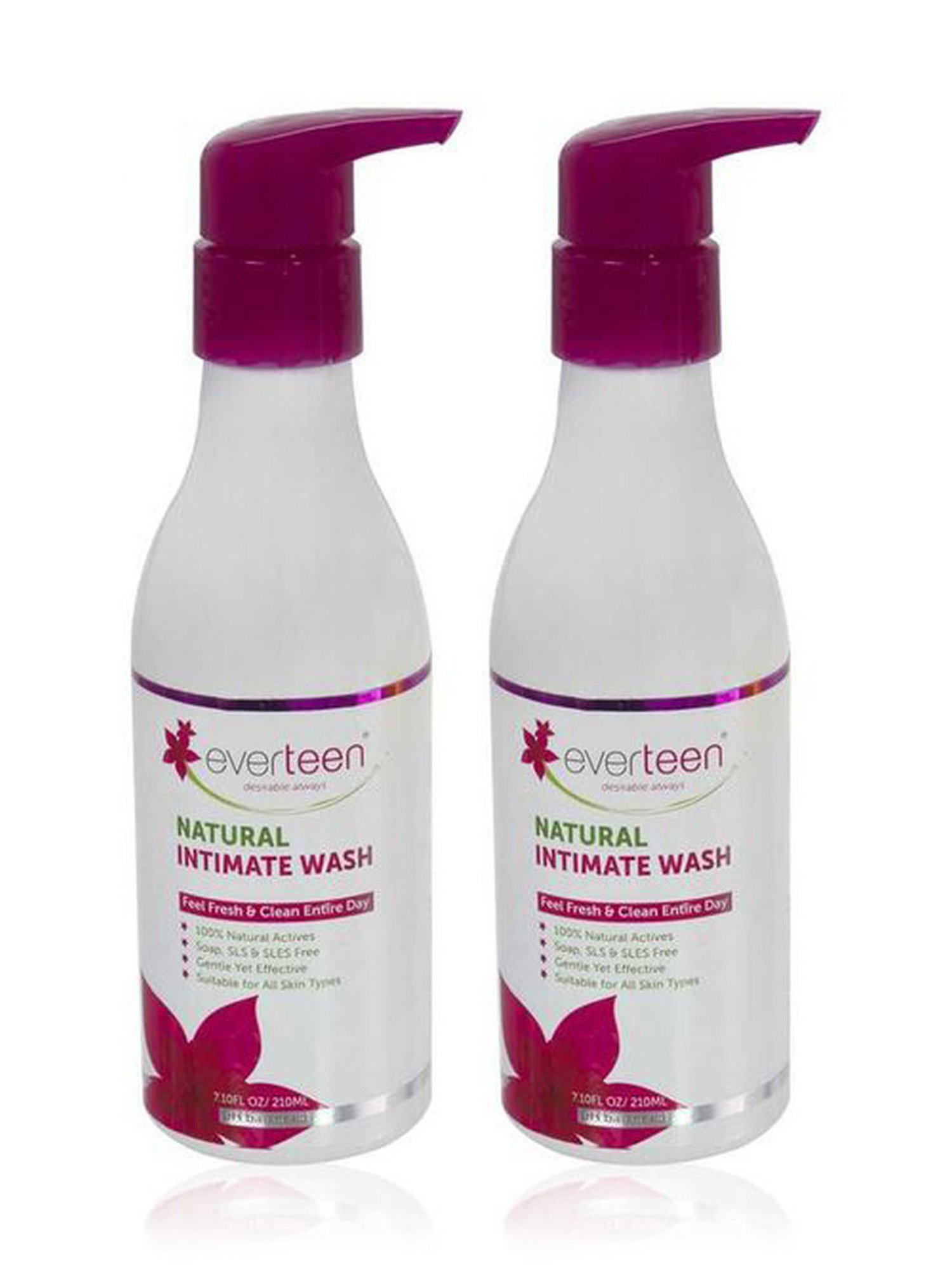 everteen Natural Intimate Wash for Feminine Hygiene in Women - 210 ml Each (Pack of 2)