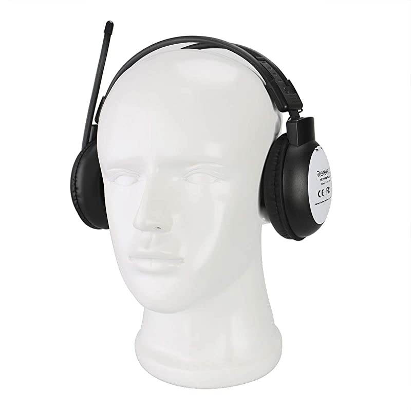 TR101 FM Radio Stereo, Portable Personal FM Radio Earmuffs, Digital FM Radio for Mowing, Walking, Riding, Powered by AA Battery (Black)