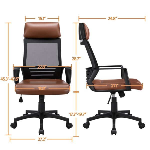 Adjustable Ergonomic Mesh Office Chair Swivel Computer Chair, Brown