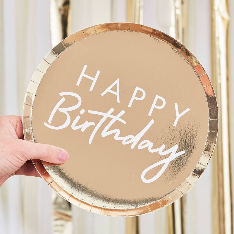 Foiled 'Happy Birthday' Decorative Plate Bronze