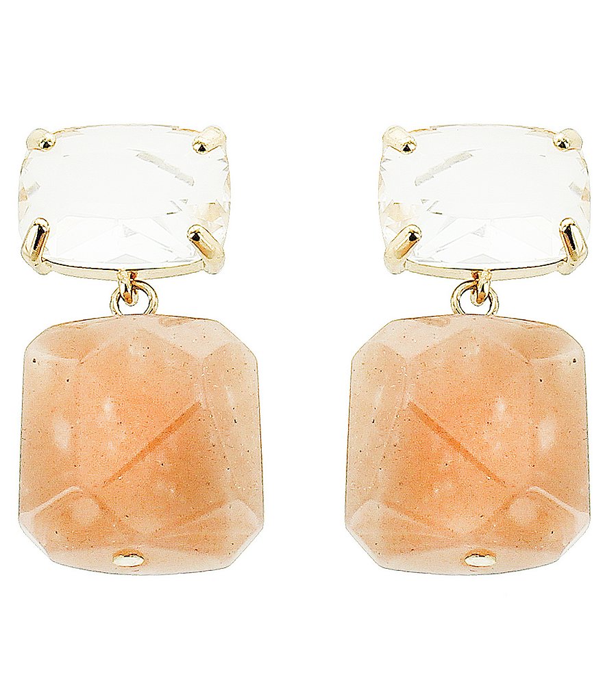 Panacea Square Prong Crystal and Stone Earrings
