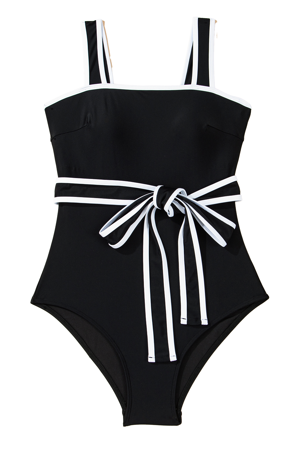 Rose Red Criss Cross Straps Tie Back Flared One Piece Swimsuit