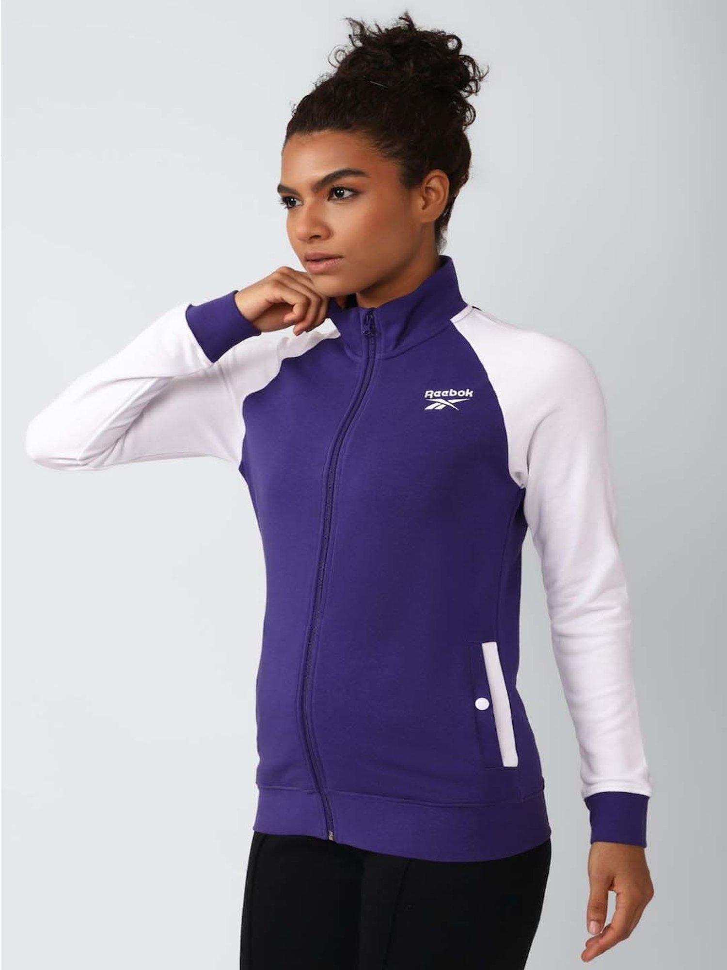 Reebok Blue & White Color-Block Sports Jacket