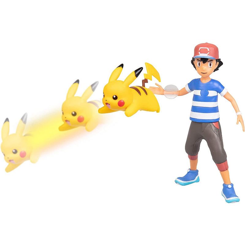 Jazwares Pokemon Battle Figure Multi Pack Set with Launching Action - Includes Ash, Pikachu, Zubat, Eevee, Ditto and Bulbasaur, 6 Pieces