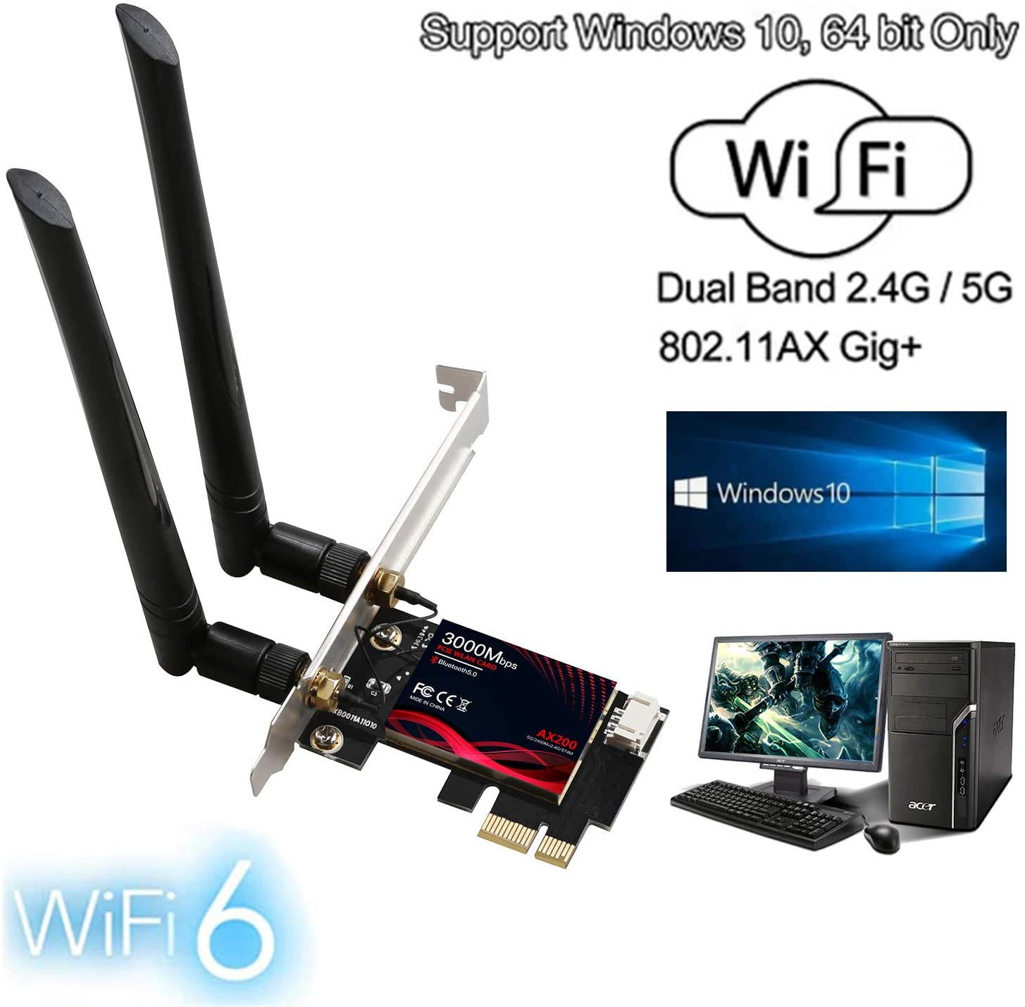 AC600 USB WiFi Adapter, 600Mbps Dual Band 2.4/5Ghz (2.4G/150Mbps+5G/433Mbps) Wireless Adapter Network External Receiver, Mini WiFi Dongle for PC/Laptop/Desktop