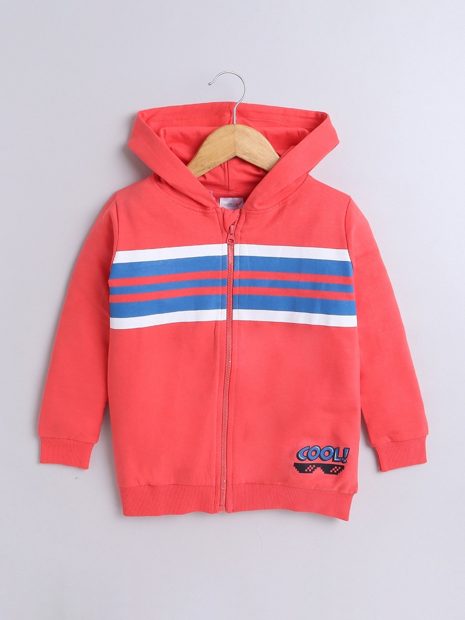 Bumzee Kids Coral Cotton Striped Sweatshirt