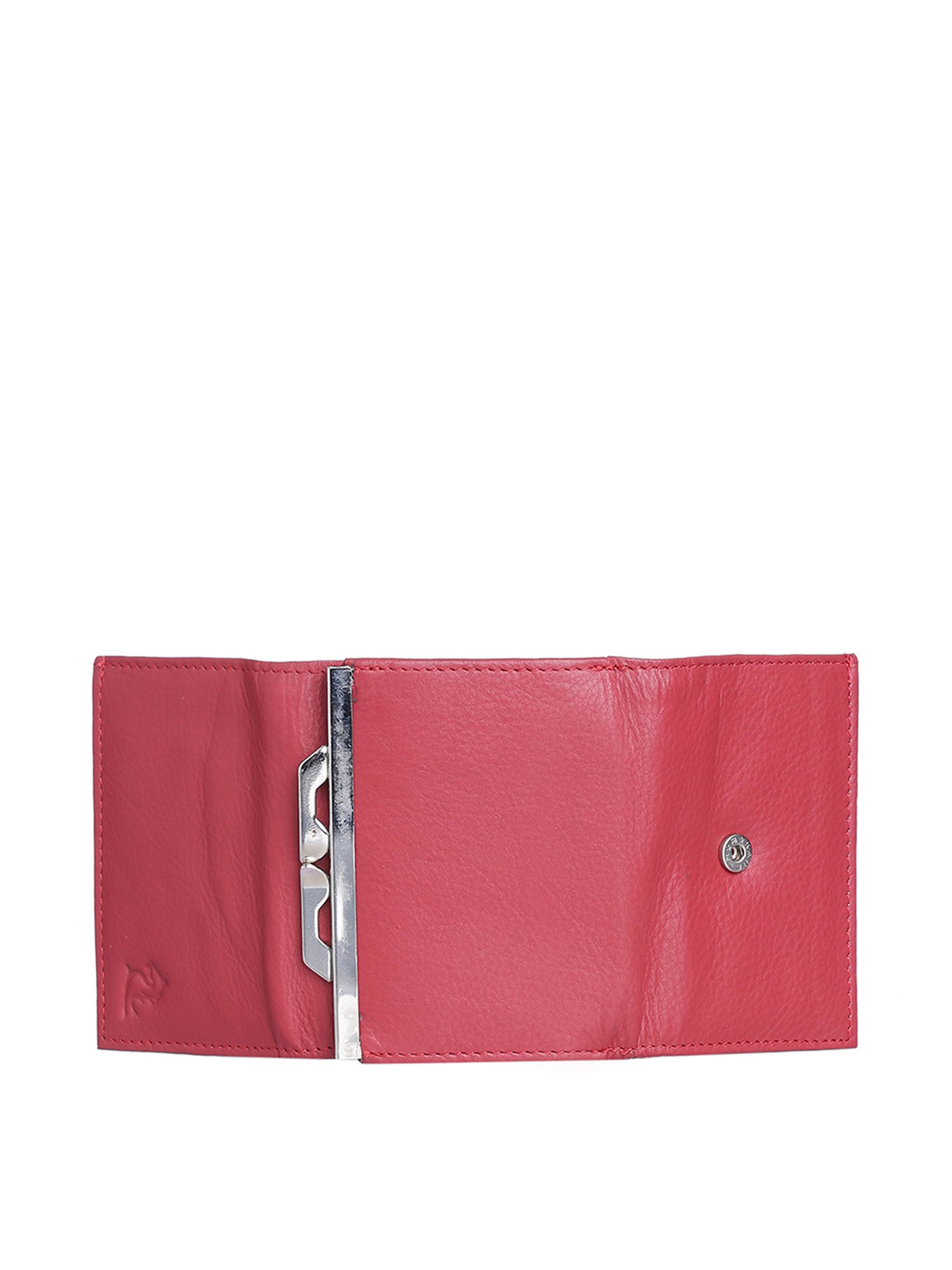 Kara Coral Pink Solid Tri-Fold Wallet for Women