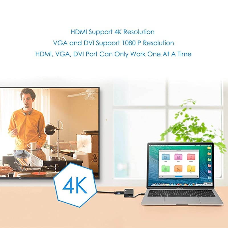 Mini DisplayPort to HDMI VGA DVI  3 in 1 Gold Plated Mini DP Thunderbolt Adapter Compatible with MacBook iMac Mac Book Air DP 12 Version 4Kx2K Black