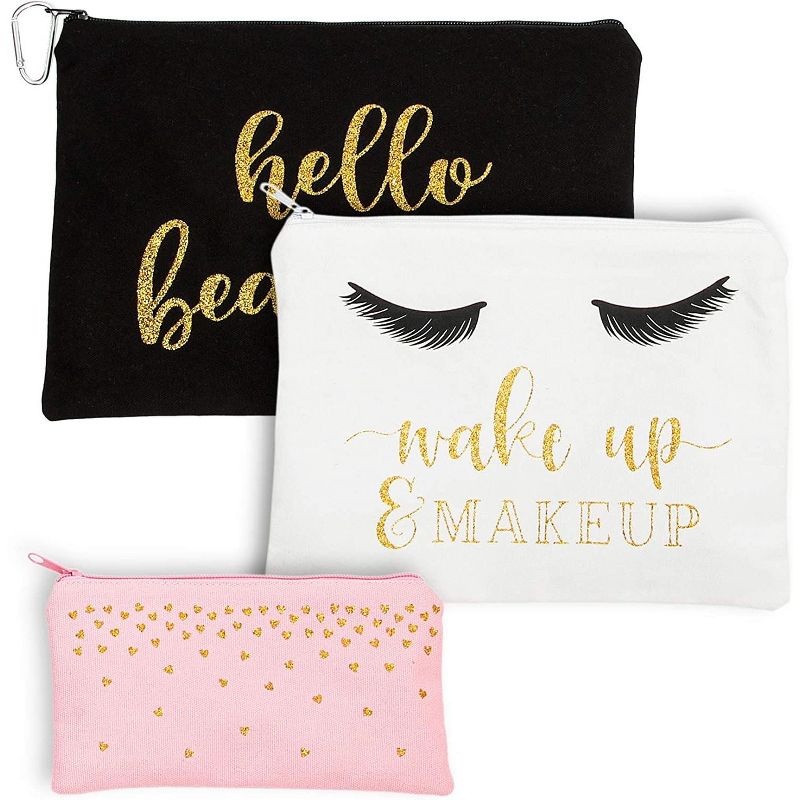 Set of 3 Travel Cosmetic Makeup and Toiletry Bags, Jewelry Pouch, Multifunction Storage Organizer for Women Girls