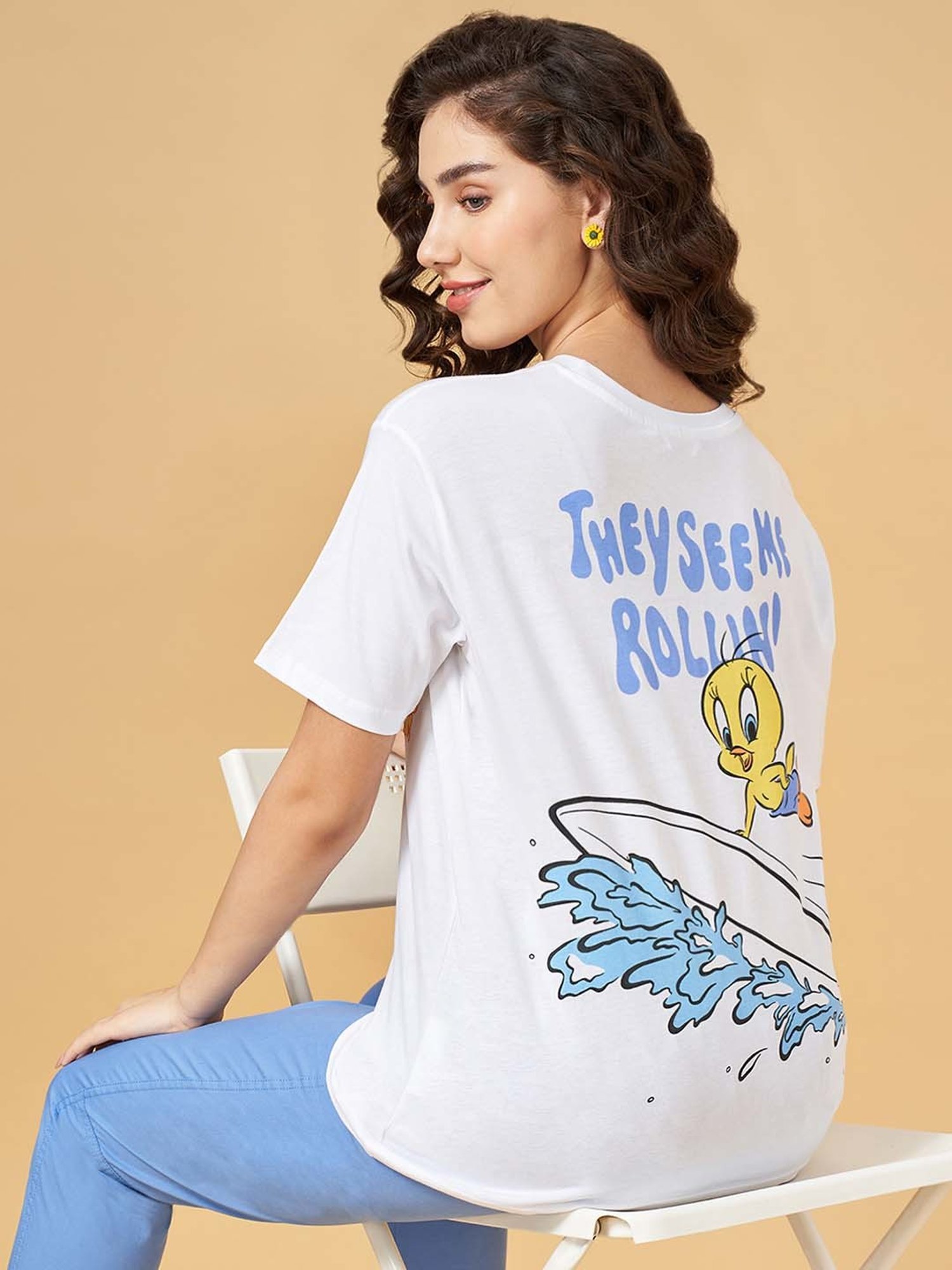 Honey by Pantaloons White Cotton Printed Top