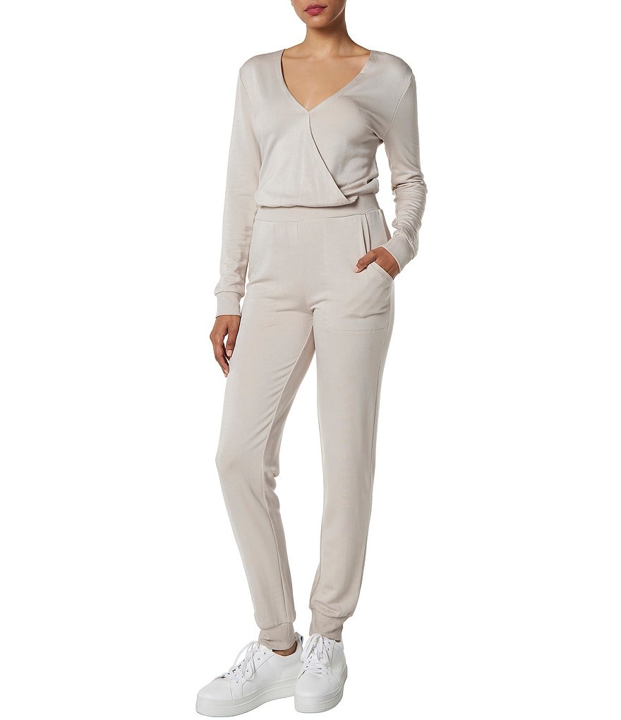 Tahari ASL Sequin Long Sleeve Crepe Jumpsuit