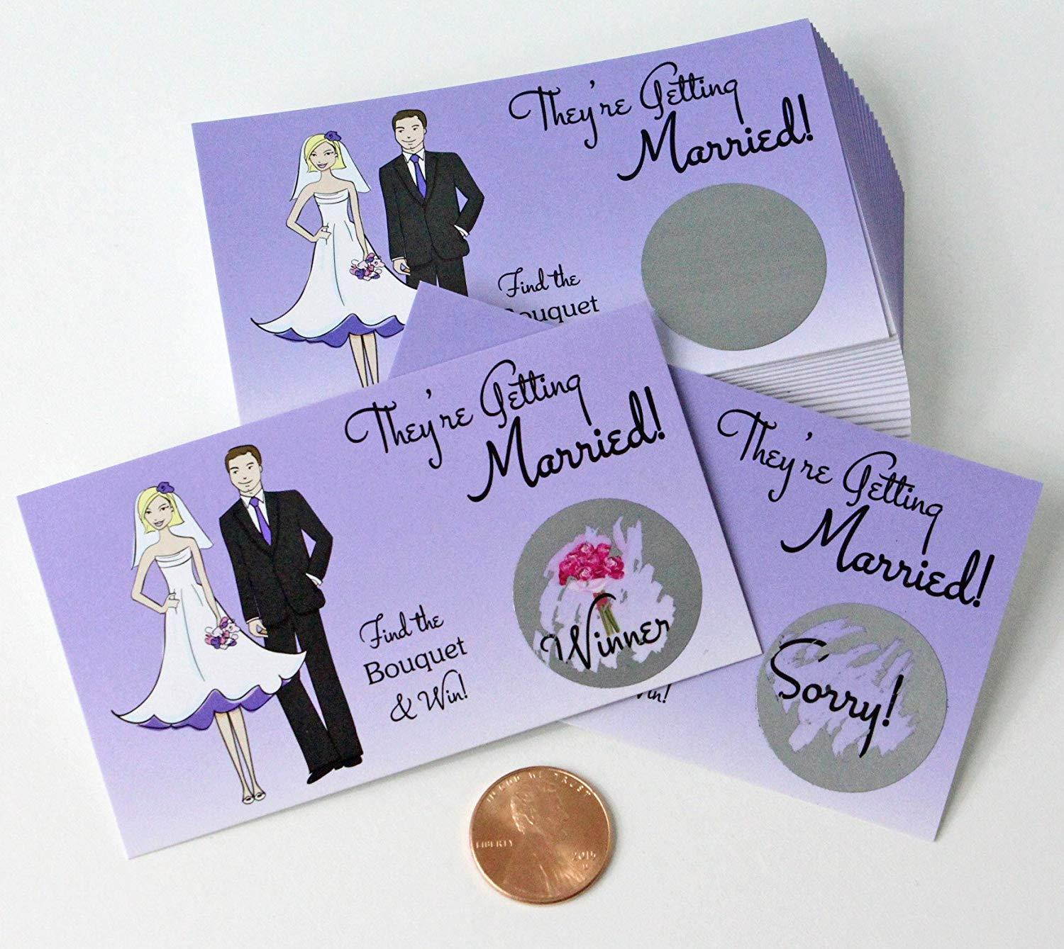 Bridal Shower My Scratch Offs Game Card Ticket Purple Vintage Bride Bridesmaid Maid Of Honor 25 Cards (24 Sorry 1 Winner)
