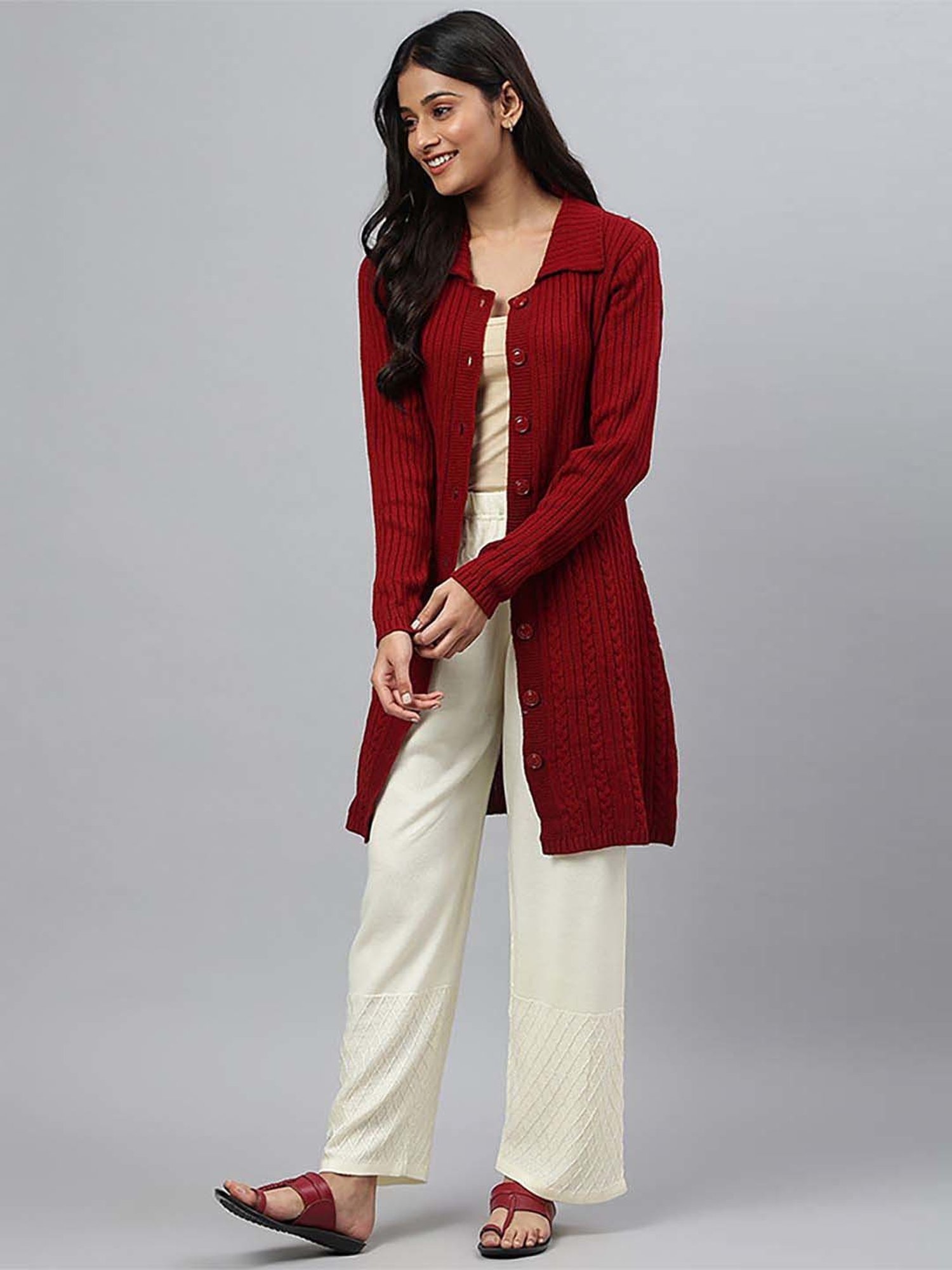 Aurelia Red Regular Fit Cardigan
