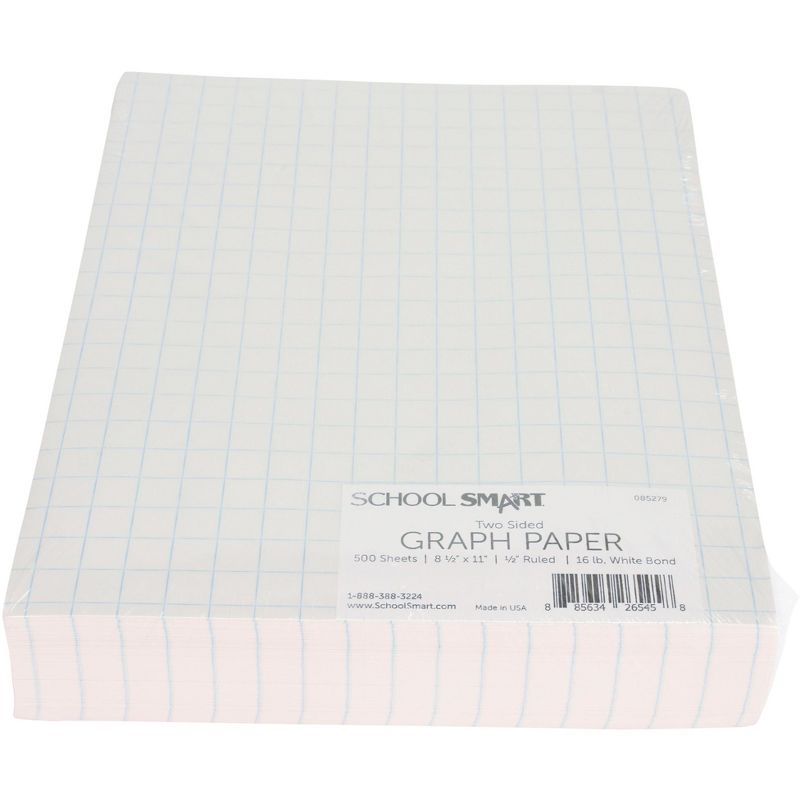 School Smart Graph Paper, 8-1/2 x 11 Inches, 1/2 Inch Rule, White, 500 Sheets
