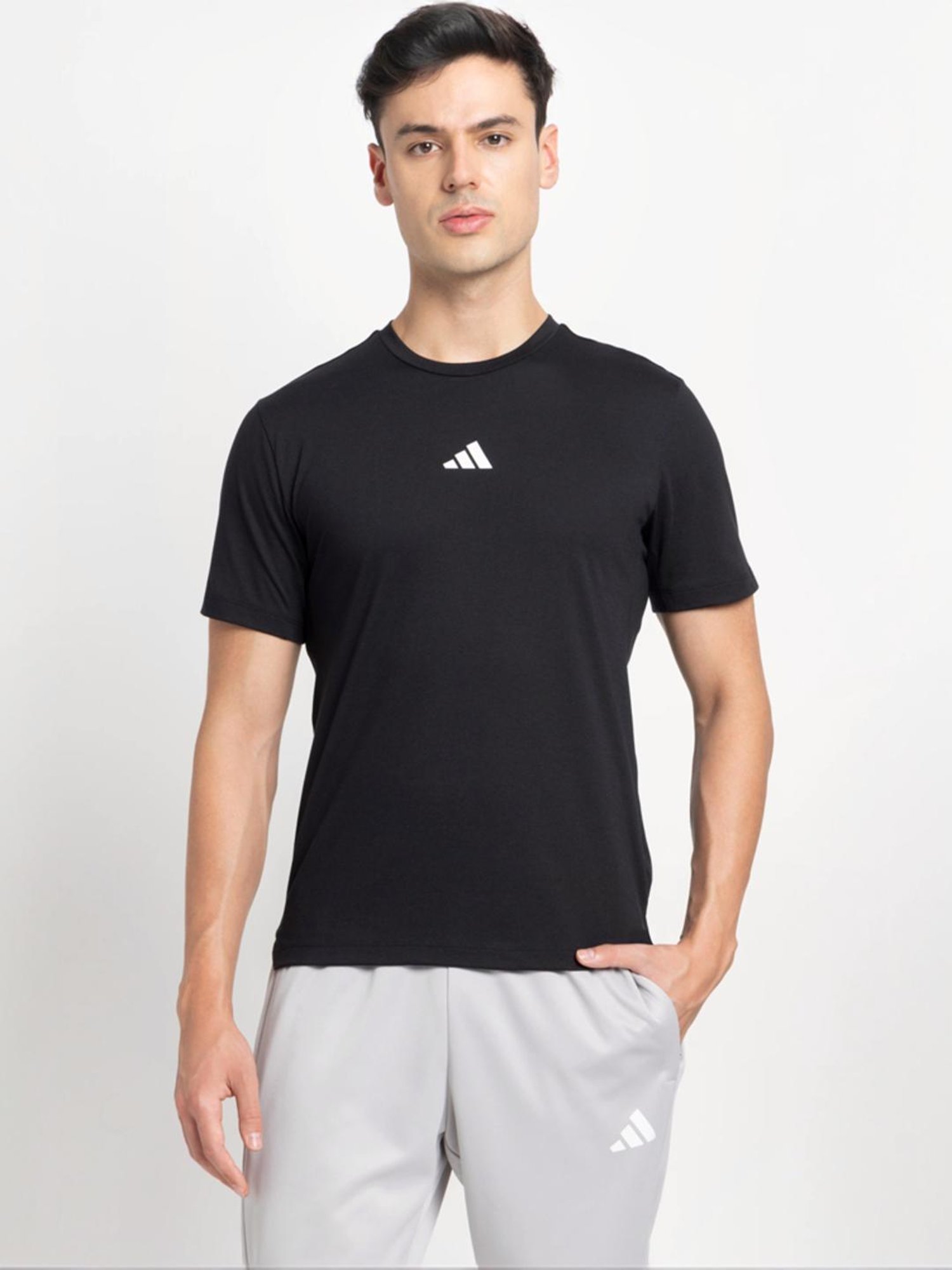 Adidas Black Slim Fit Printed T-Shirt