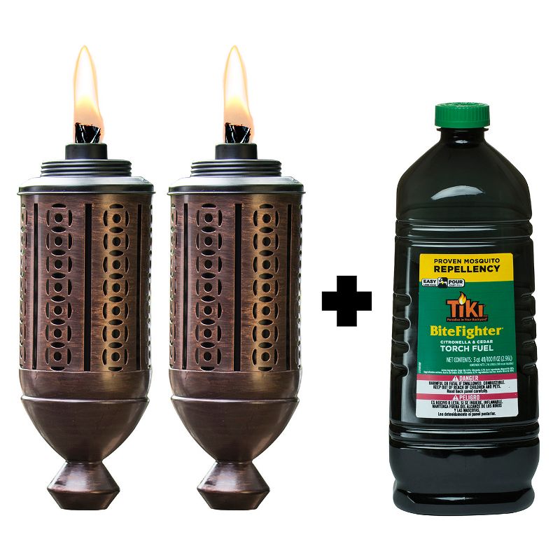 65" 2pk Cabos Metal Torch Copper and 100oz. Bitefighter Torch Fuel - TIKI
