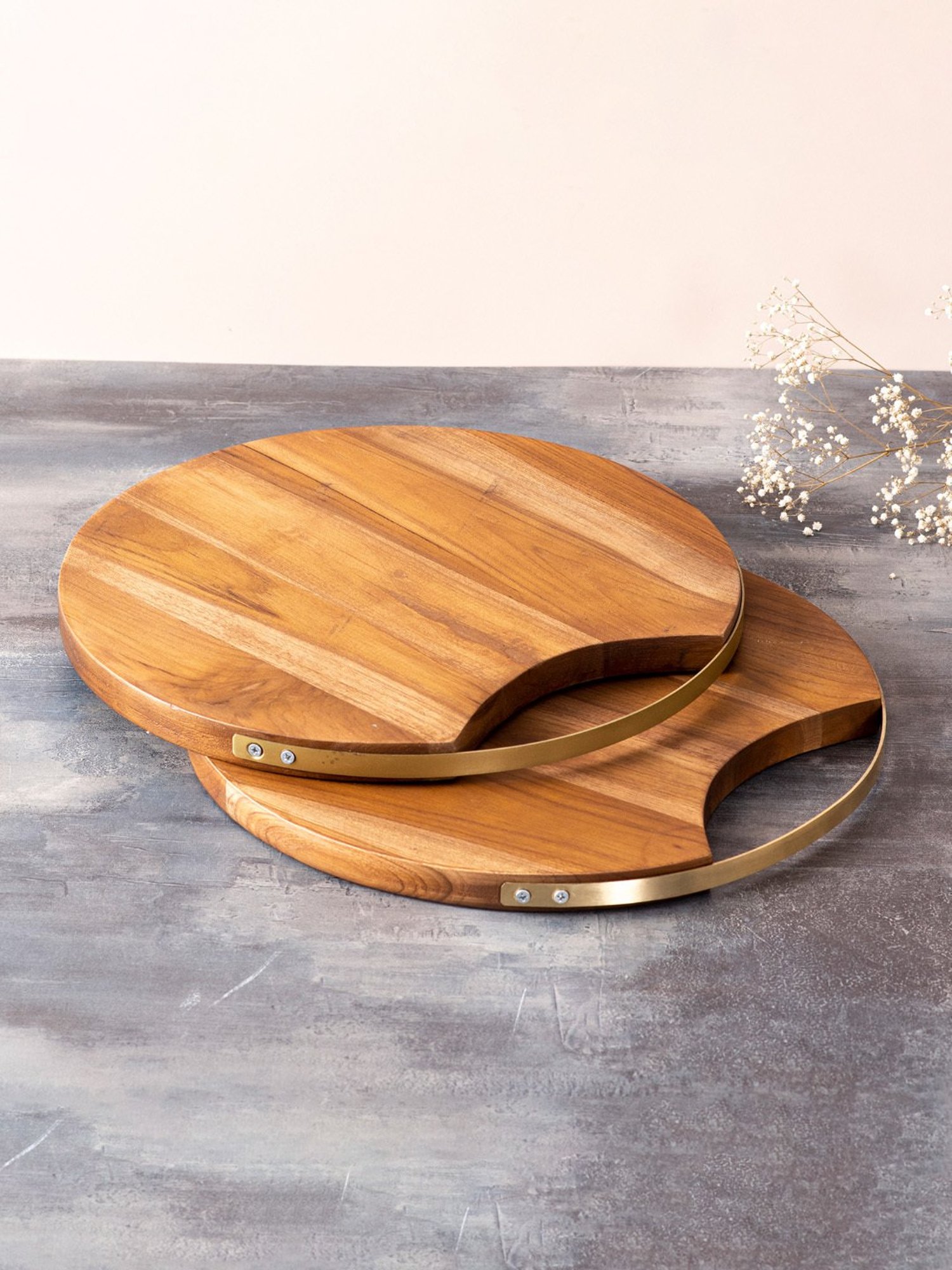 Nestroots Brown Wood Cheese Board - Set of 2