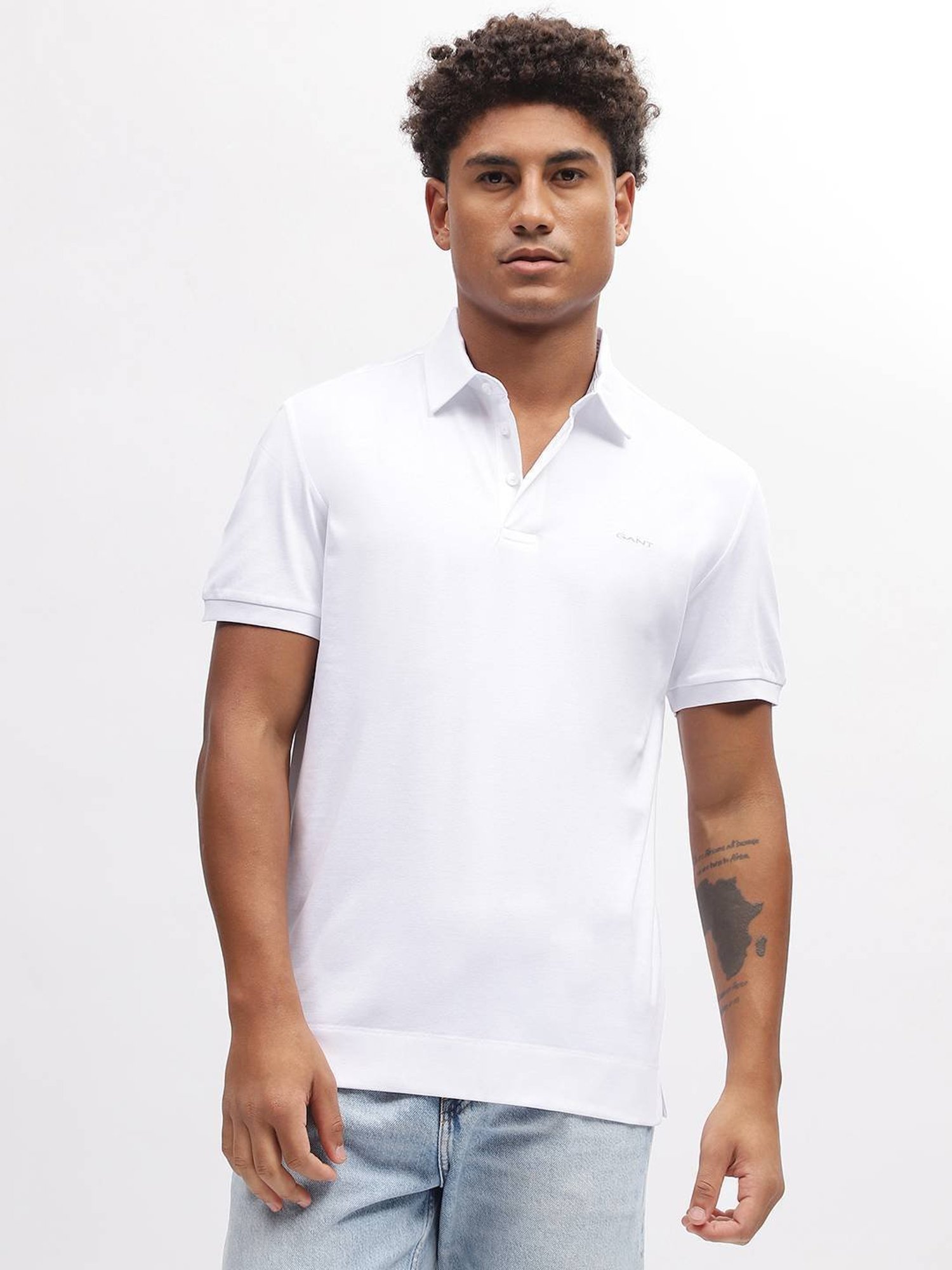 GANT Solid Polo Neck Slim Fit T-Shirt