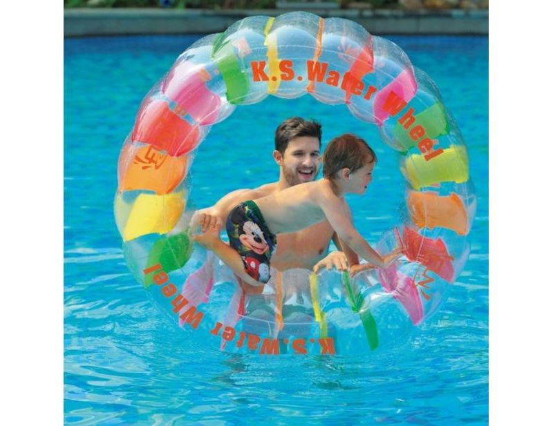 Pool Central 49" Inflatable Swimming Pool Water Wheel Float Toy - Vibrantly Colored