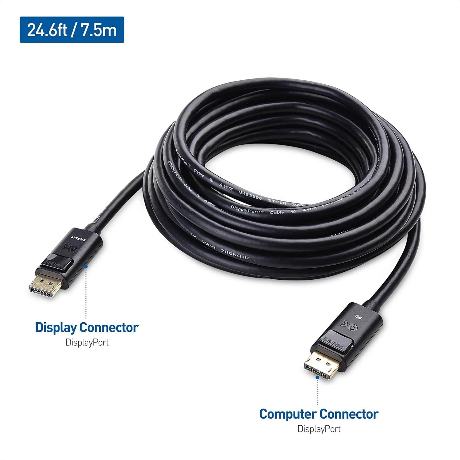 Cable Matters Unidirectional Active DisplayPort Cable (DisplayPort 1.4 Cable) with 8K 60Hz Video and HDR Support in 25 ft / 7.5m
