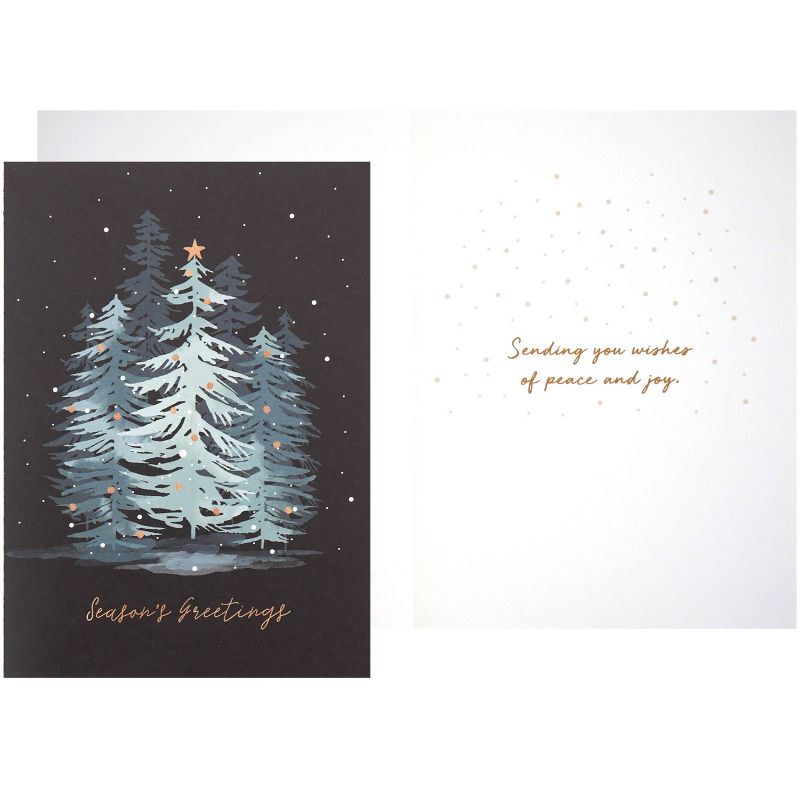 Green Inspired Painterly Night Forest Boxed Cards 16ct