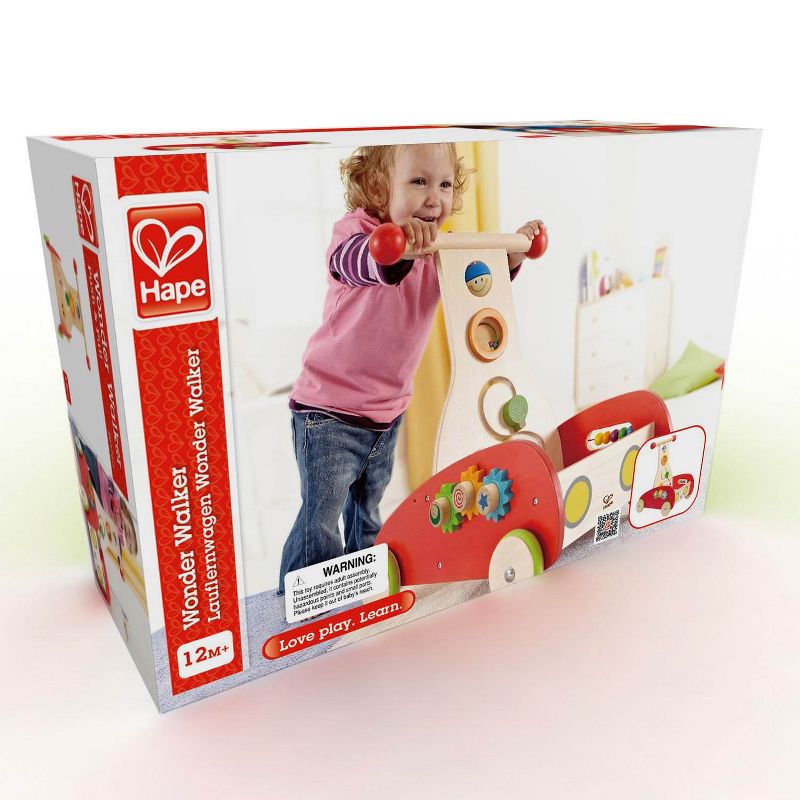 Hape Toys E0370 Toddler Baby Push and Pull Toy Wonder Walker Cart for 12+ Months