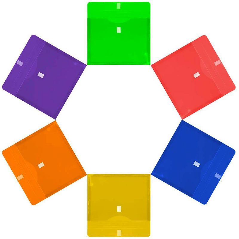 JAM Paper 9 3/4'' x 13'' 6pk Plastic Envelopes with Hook & Loop Closure, 1" Expansion, Letter Booklet - Multicolor