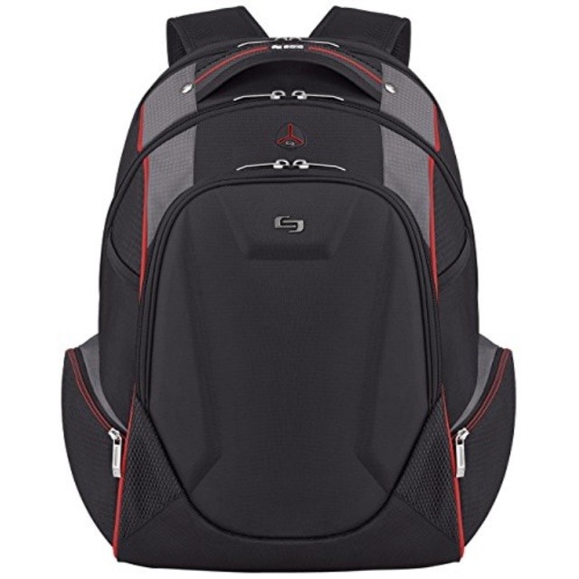 solo launch 17.3 inch laptop backpack with hardshell front pocket, black