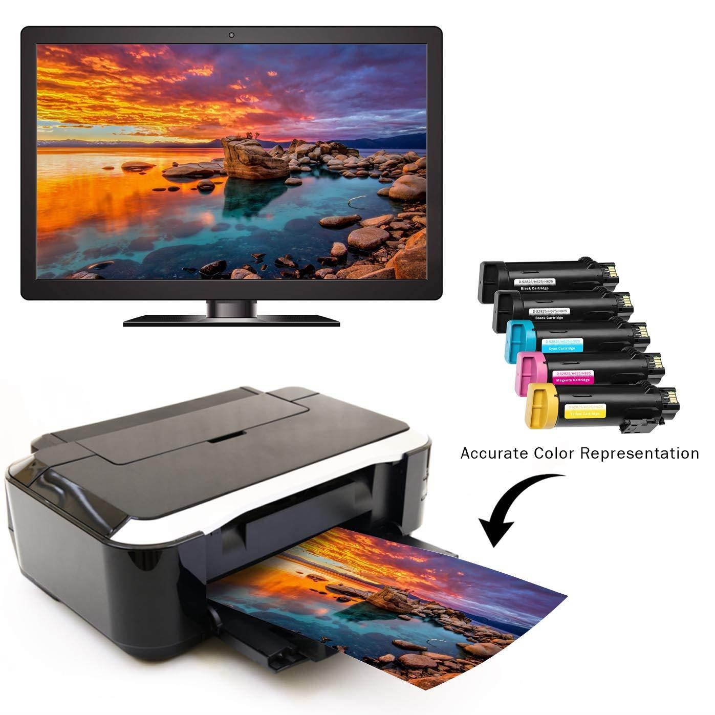 Limeink 5 Pack Compatible Replacement Cartridges for Dell H625cdw H825cdw S2825cdn High Yield Laser Toner Cartridges For Smart Color Printers H625 H825 s2825 Ink (2 Black, 1 Cyan, 1 Magenta, 1 Yellow)