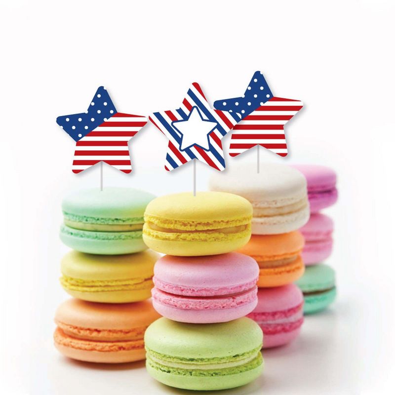 Big Dot of Happiness 4th of July - Dessert Cupcake Toppers - Independence Day Party Clear Treat Picks - Set of 24