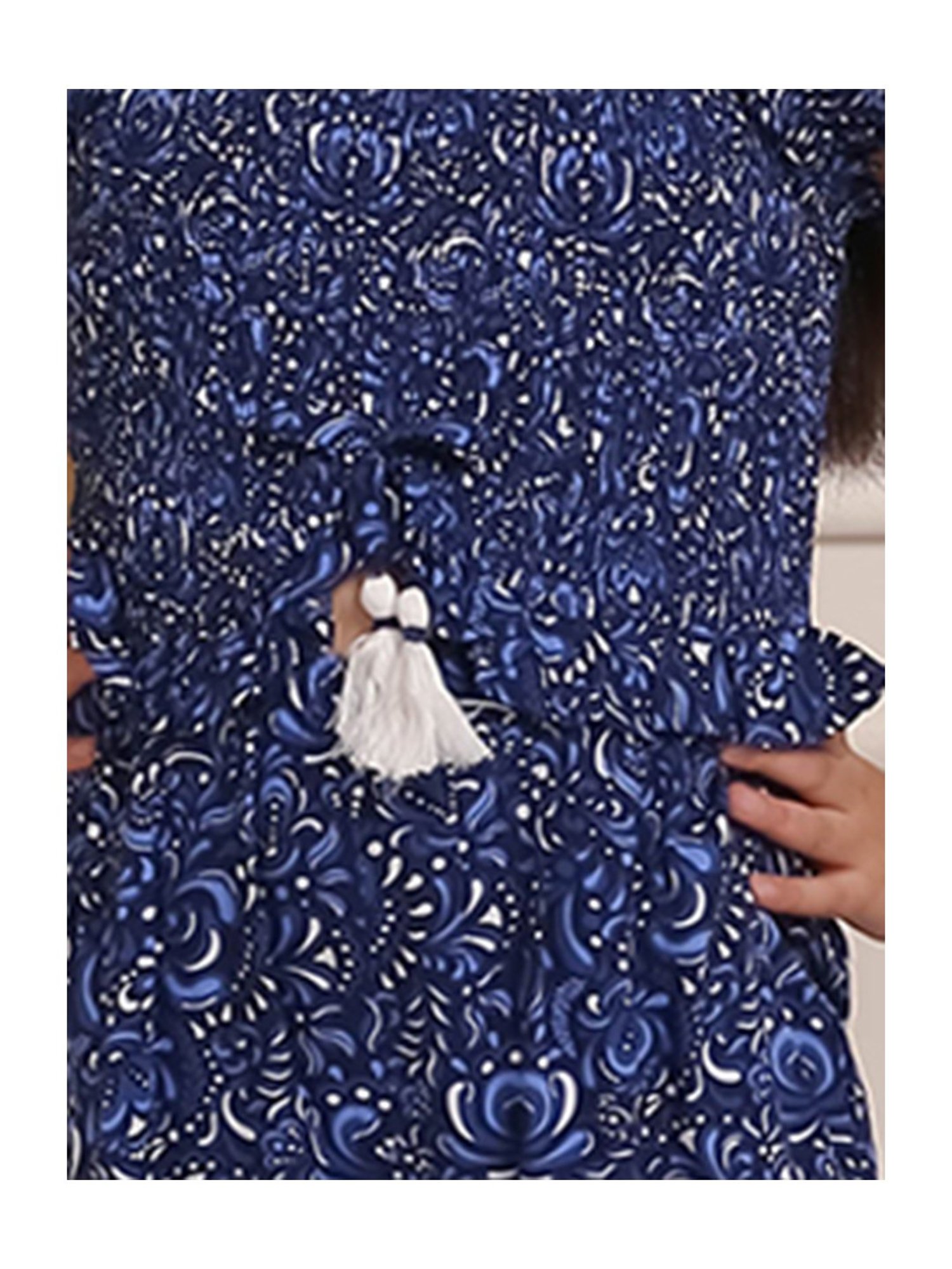 Budding Bees Girls Navy Printed Jumpsuit