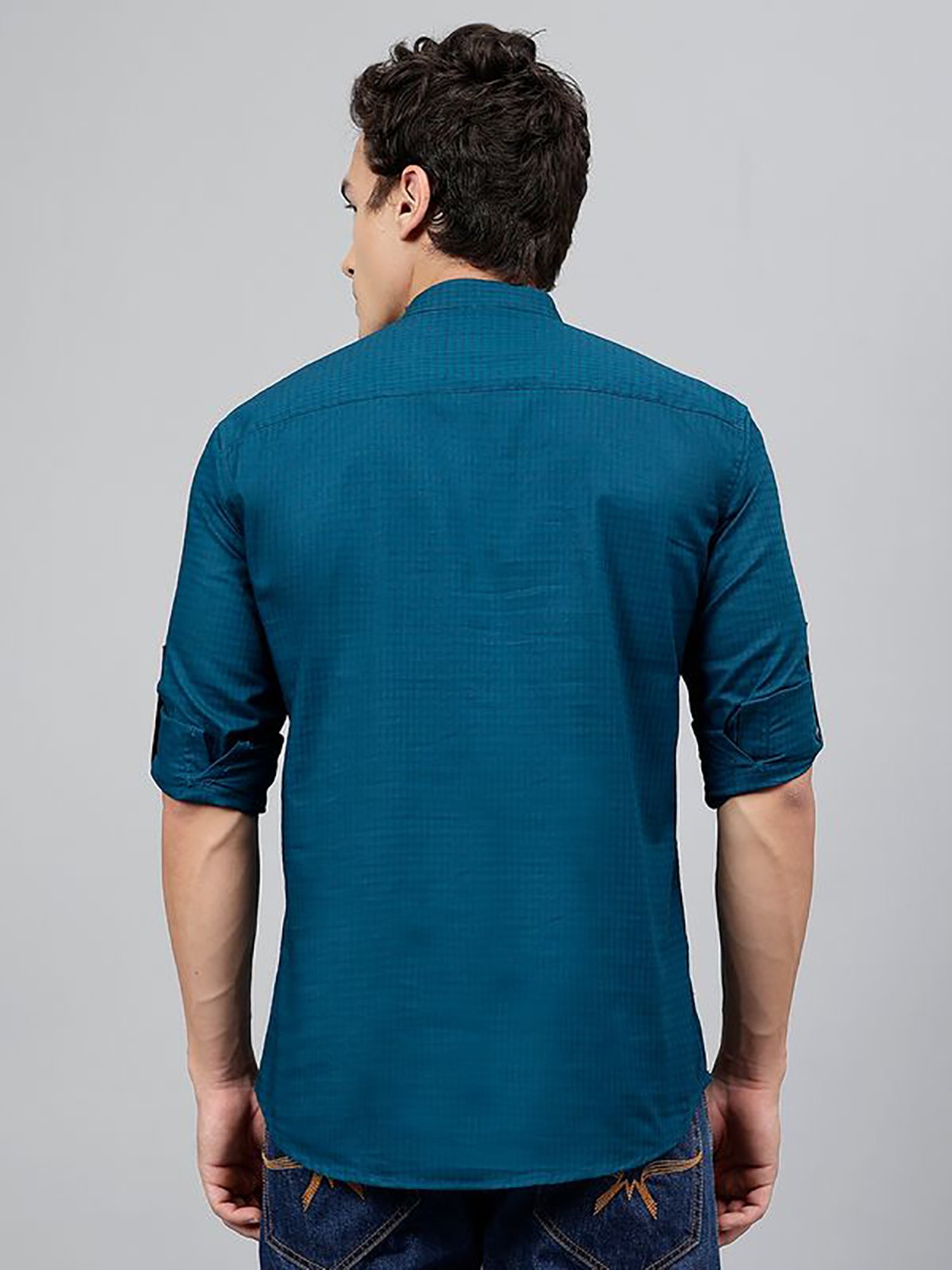 Hancock Turquoise Cotton Regular Fit Solid Kurtas