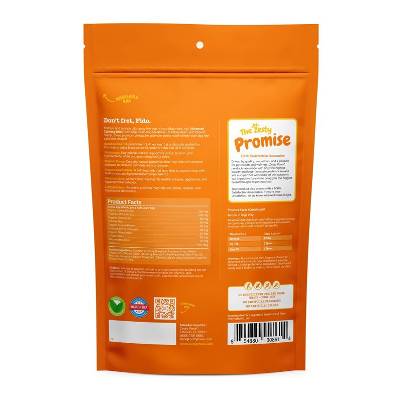 Zesty Paws Calming Bites Vitamins & Supplements for Dogs - 60ct