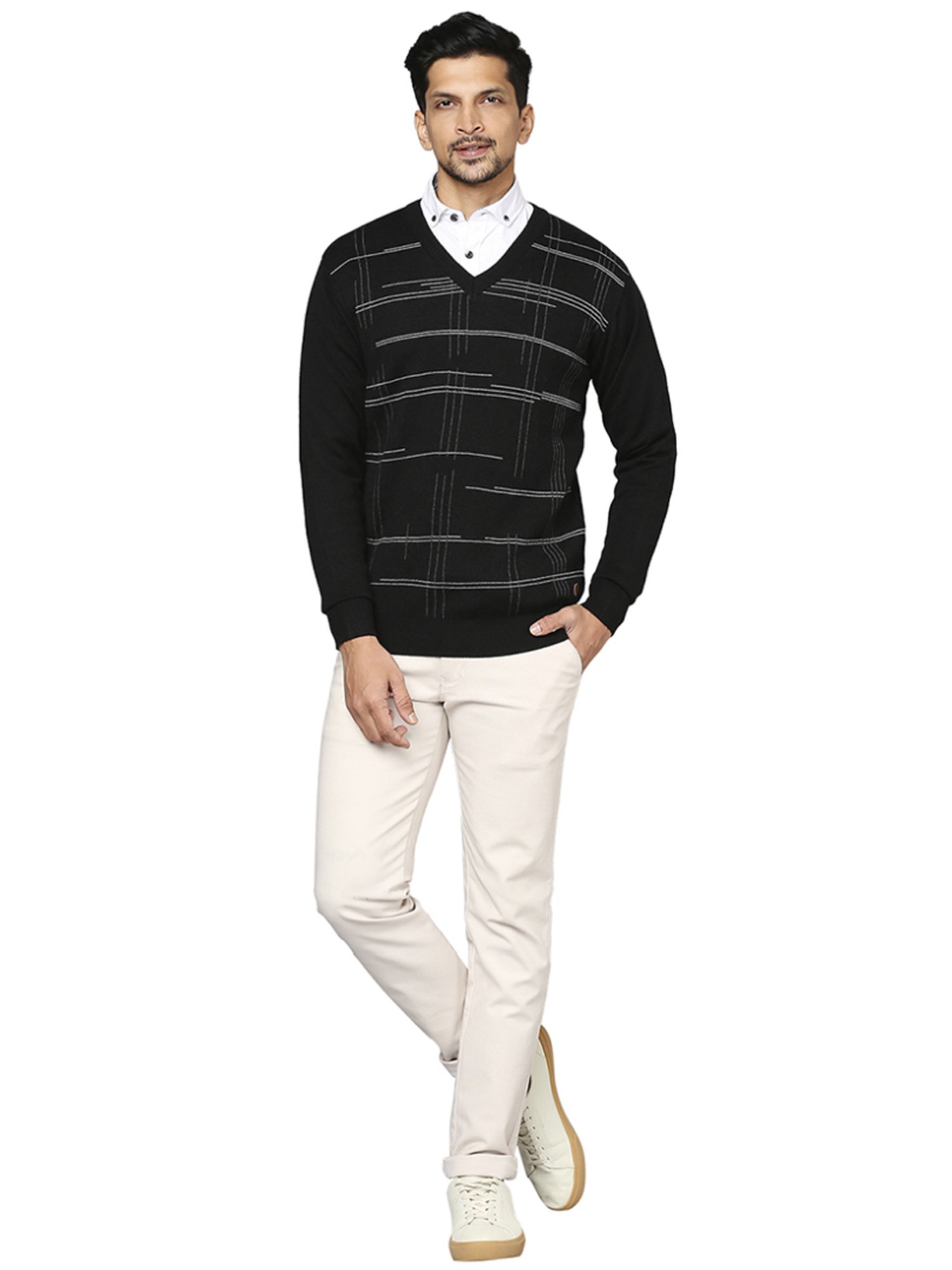 Raymond Black  Regular Fit Printed Sweaters