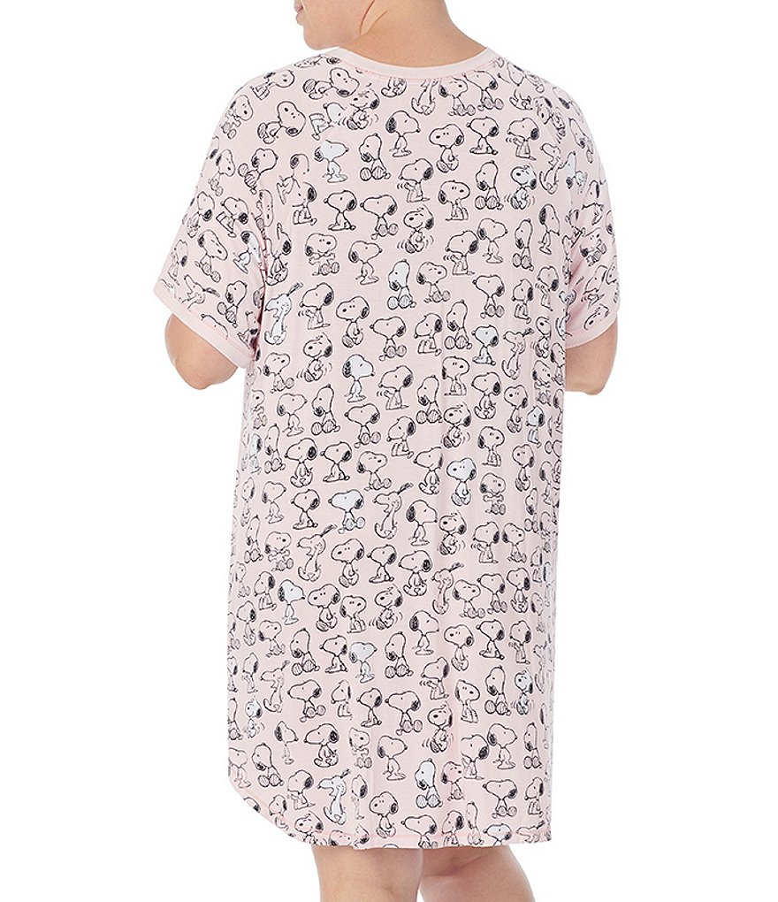 Peanuts Plus Snoopy & Woodstock Print & Appliqued Knit Sleepshirt