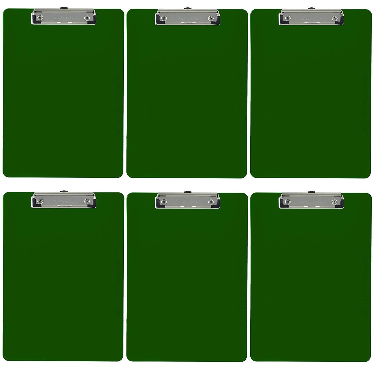 Trade Quest Plastic Clipboard Opaque Color Letter Size Low Profile Clip (Pack of 6) (Green)