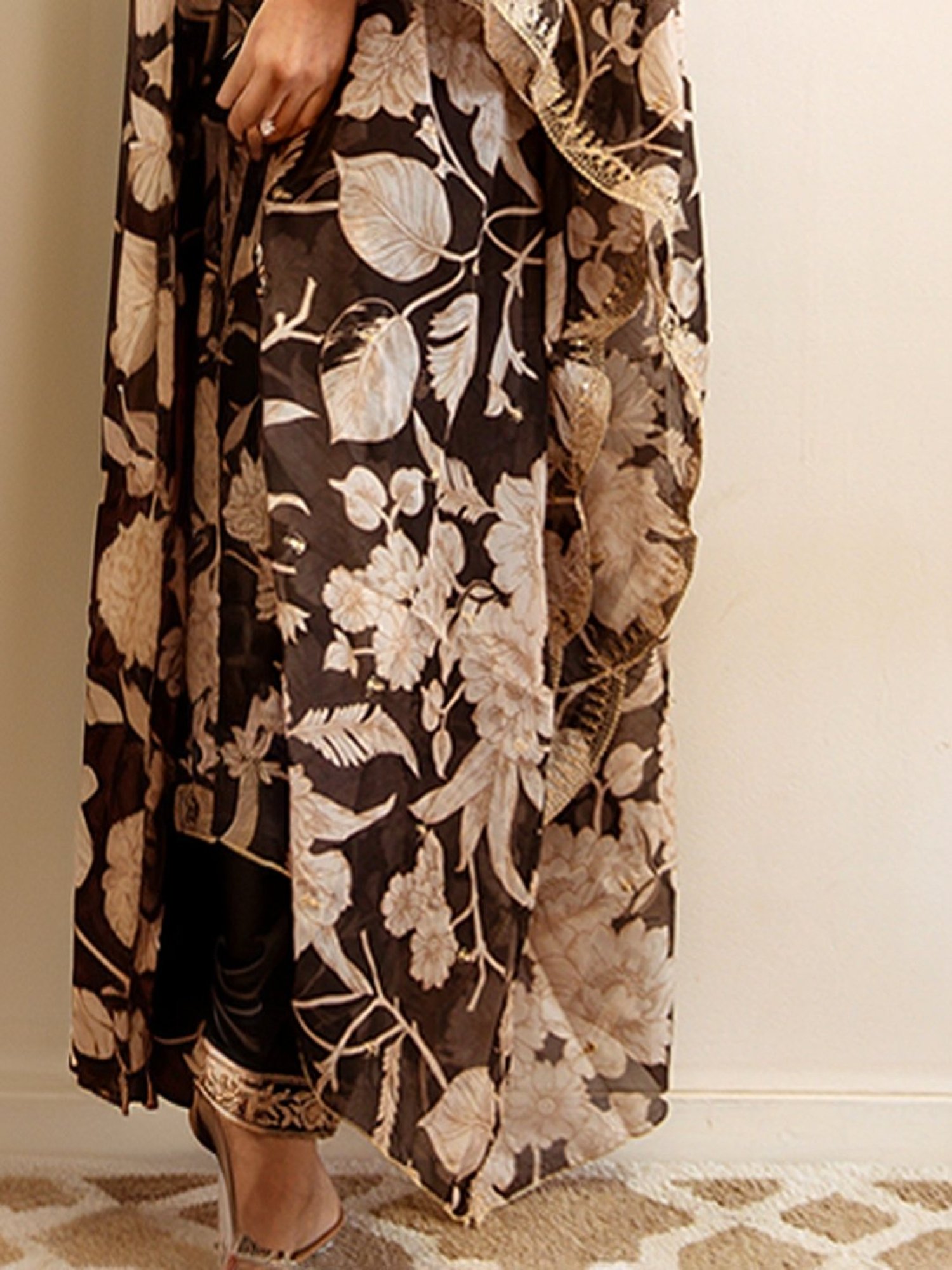 Indo Era Black Embroidered Kurta Salwar Set With Dupatta