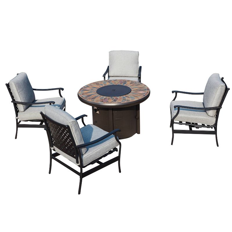 5pc Patio Steel Patio Seating Sets Gray - Lokatse