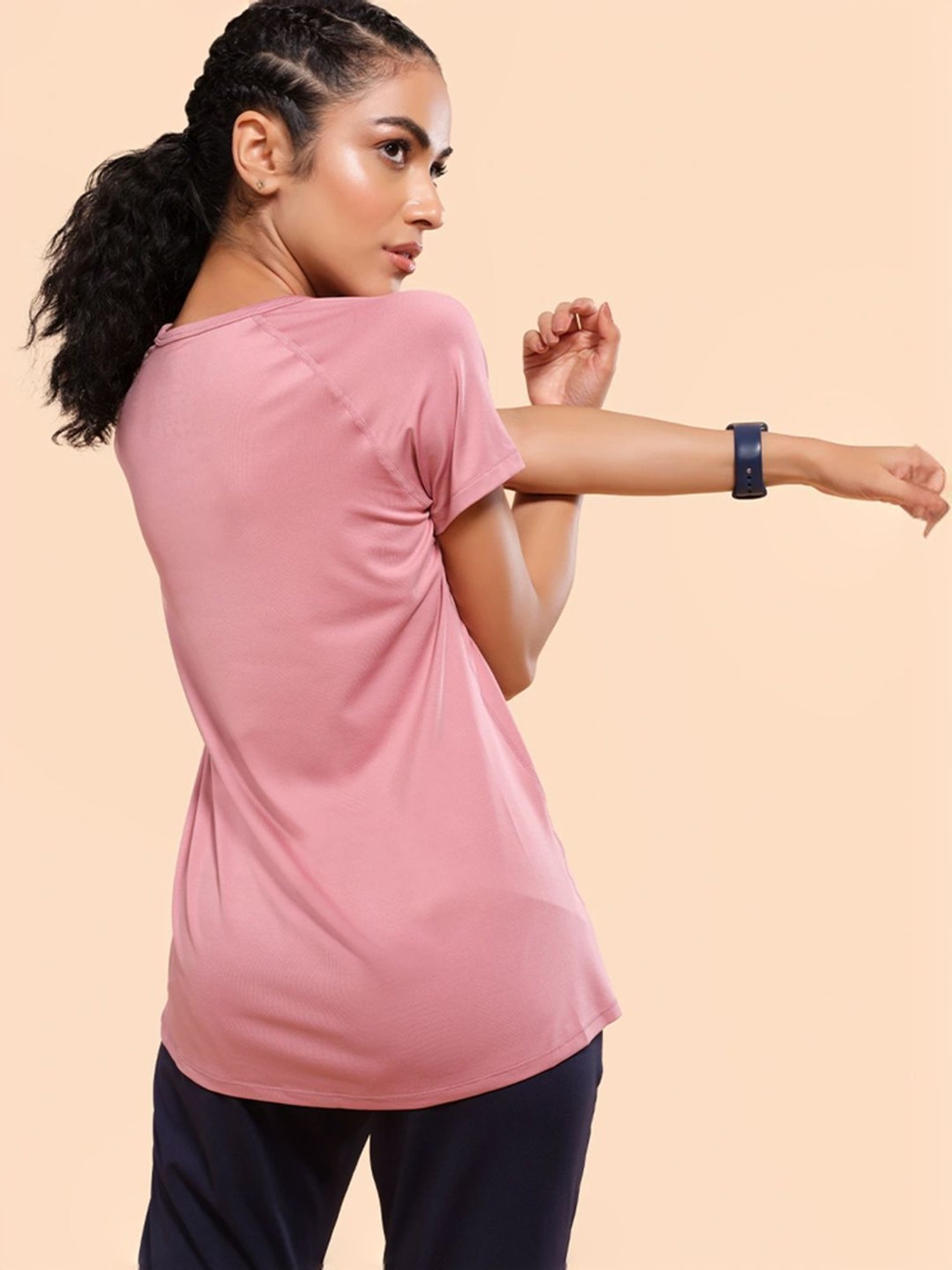 Enamor Pink Graphic Print Sports T-Shirt