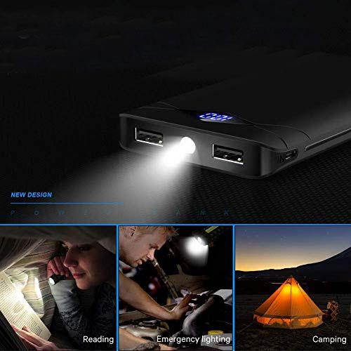 Power Bank LED Display 10000mAh Portable Charger Dual 3A HighSpeed 2 USB Ports with Flashlight Battery Pack Compble with iPhone XS X 8  Galaxy S10 S9 Note 10 Google Oneplus iPad etc