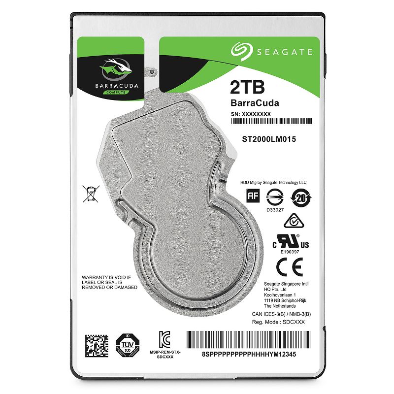 Seagate BarraCuda 2TB Internal HDD - 2.5in SATA 6 Gb/s 5400 RPM (ST2000LM015)