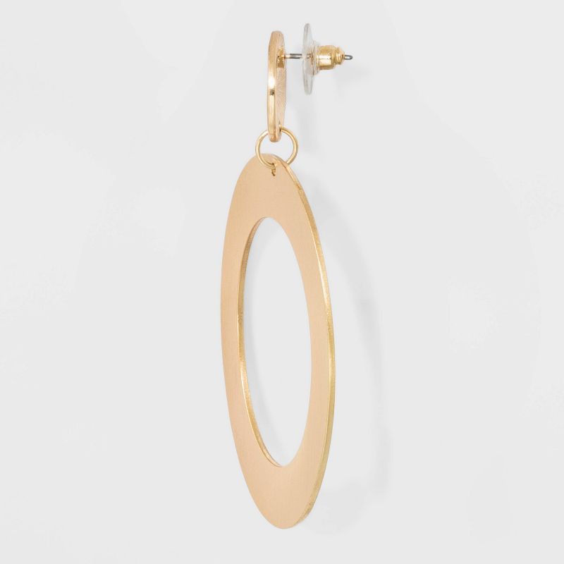 Worn Multi Plated Hammered Rectangle Statement Earrings - A New Day™ Gold