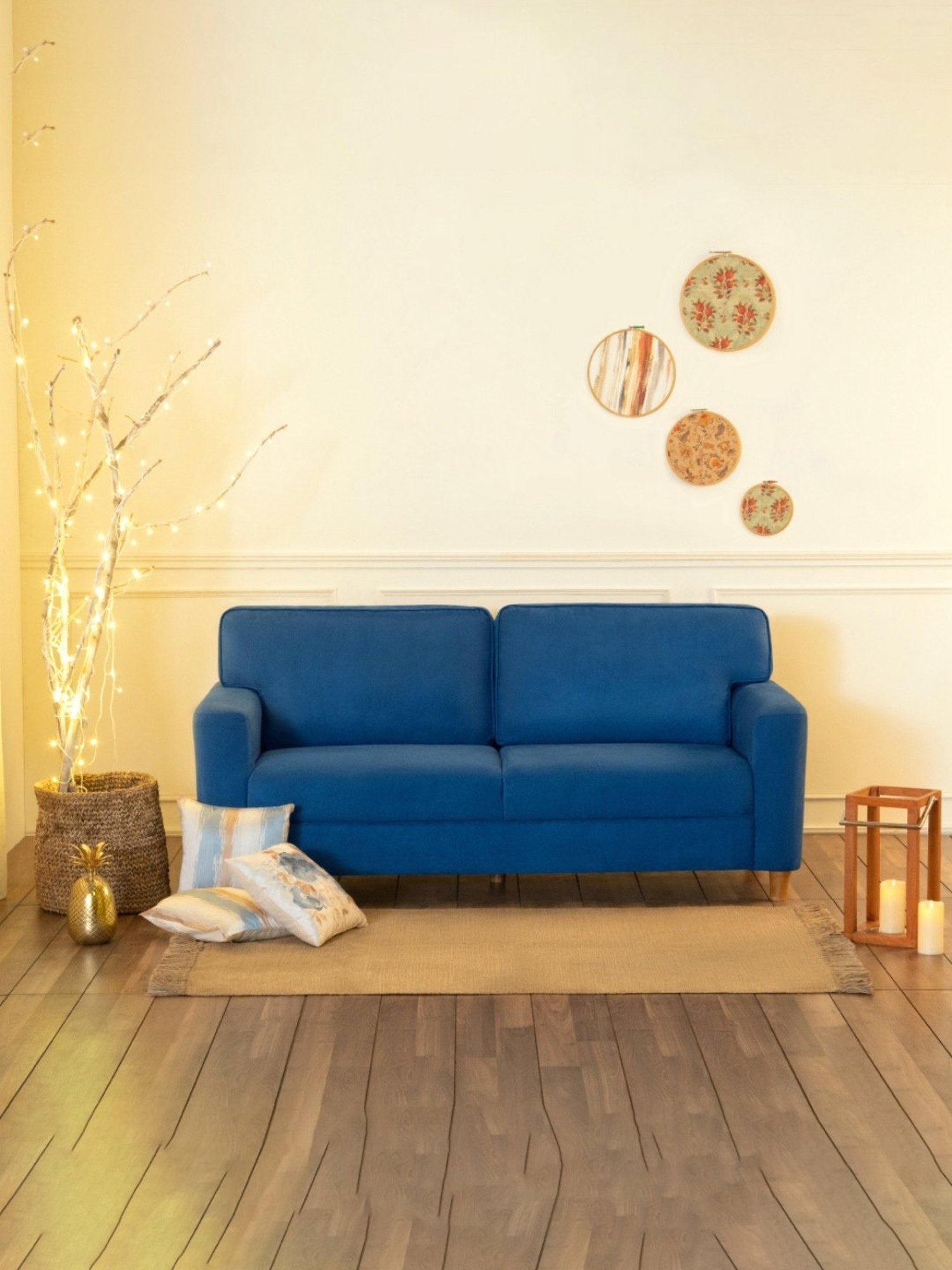 Durian Berry Black Premium Leatherette 2 Seater Sofa