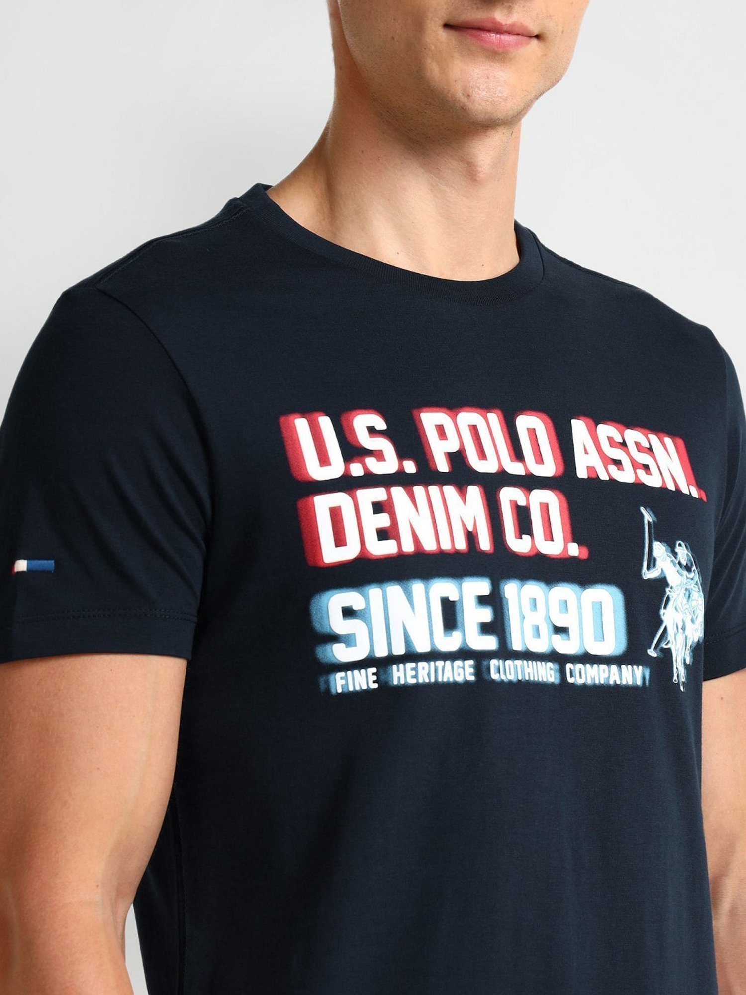 U.S. Polo Assn. Navy Cotton Slim Fit Printed T-Shirt