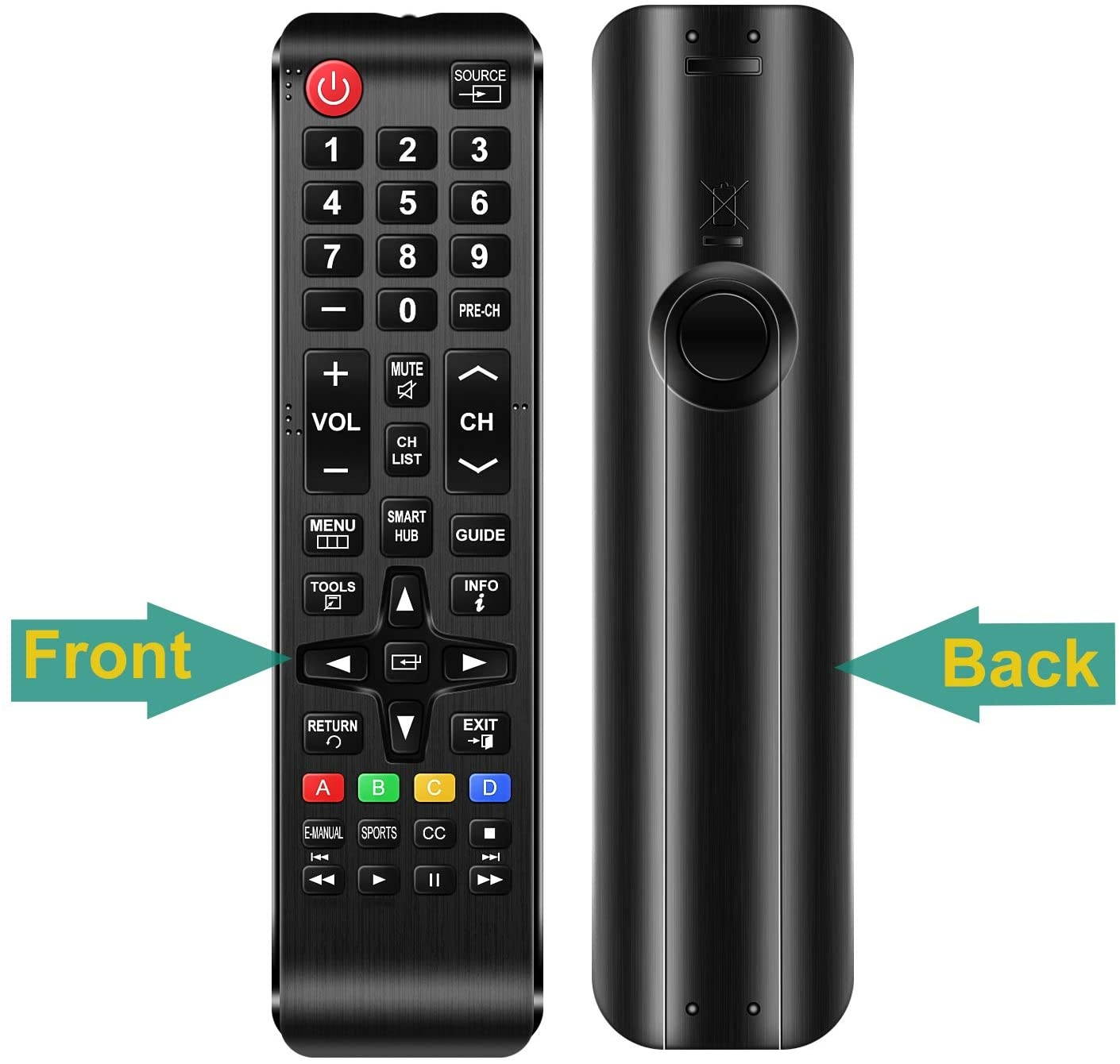 Motiexic Universal Remote Control Compatible with Samsung Tv, Replacement Remote for All Samsung LCD LED HDTV 3D Smart TV, with HUB Button (Including 2AAA Battery)