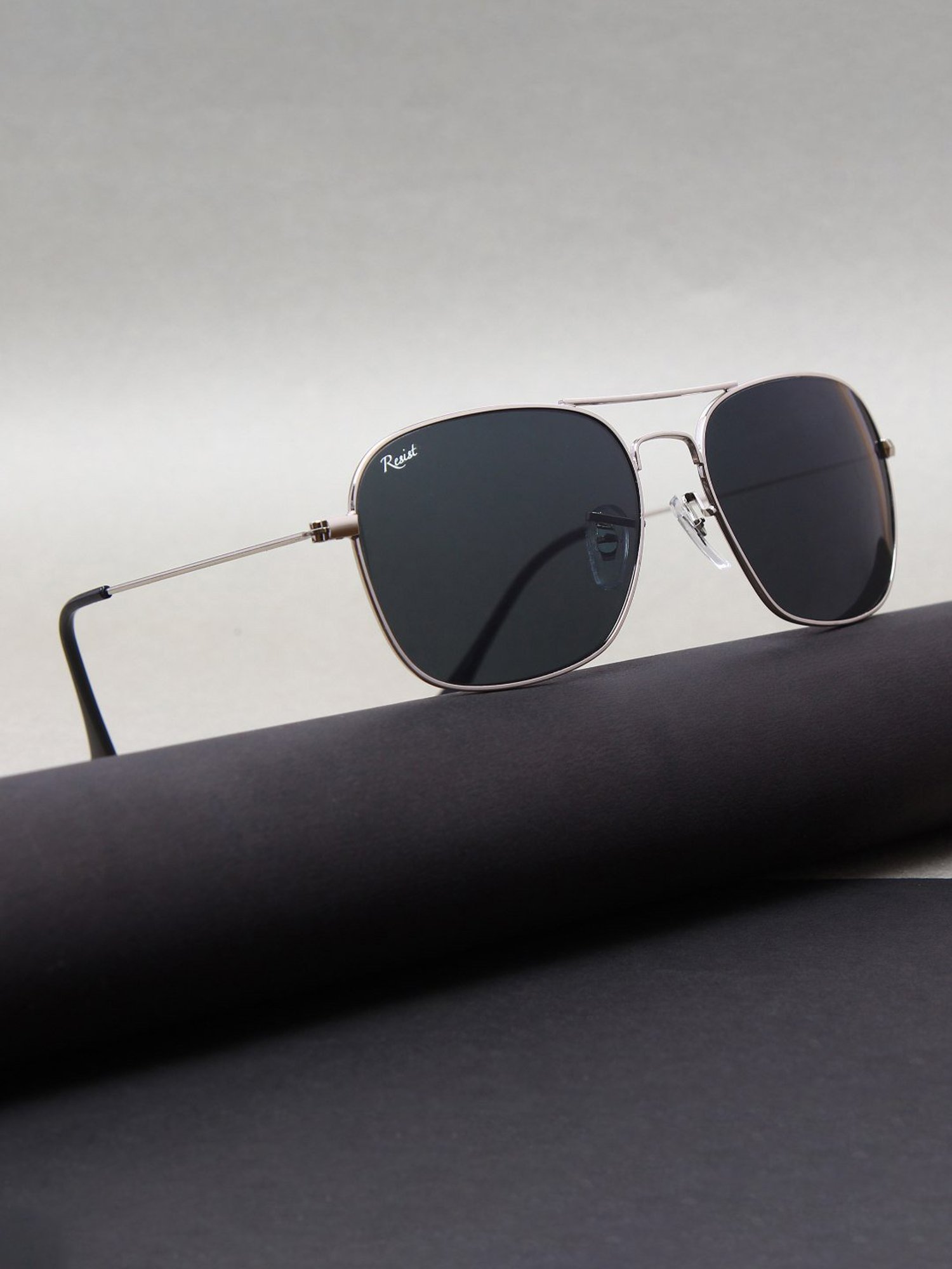 Resist Eyewear Black Rectangular Unisex Sunglasses