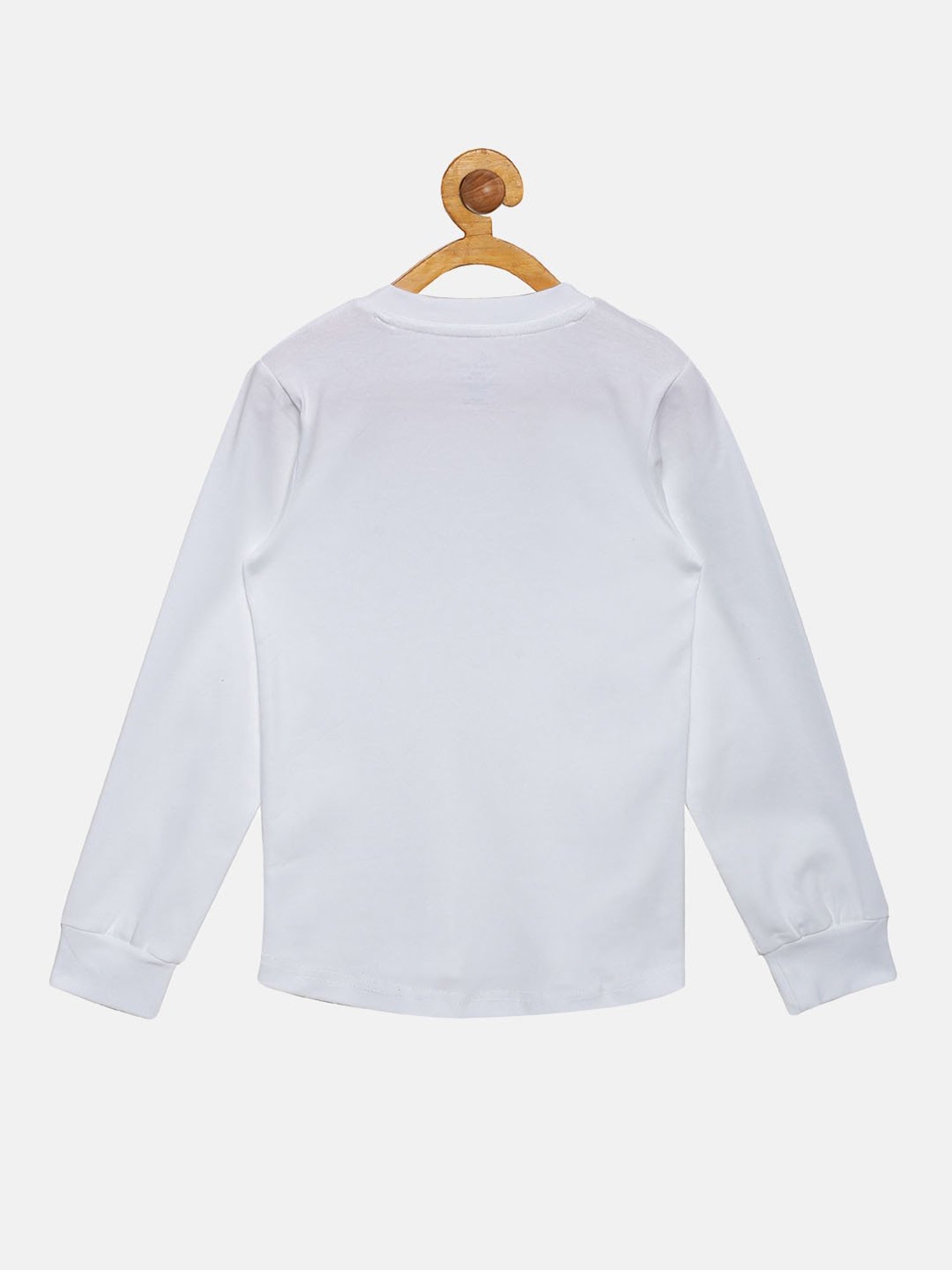Kiddopanti Kids White Solid Full Sleeves T-Shirt
