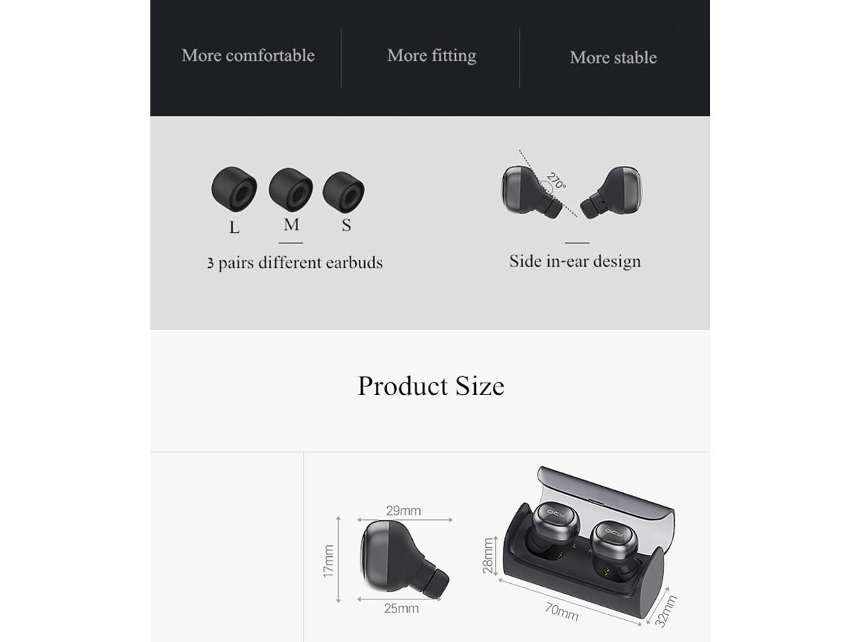 QCY Q29 True Wireless Cord-Free Bluetooth 4.1 Mini Earphones English Version