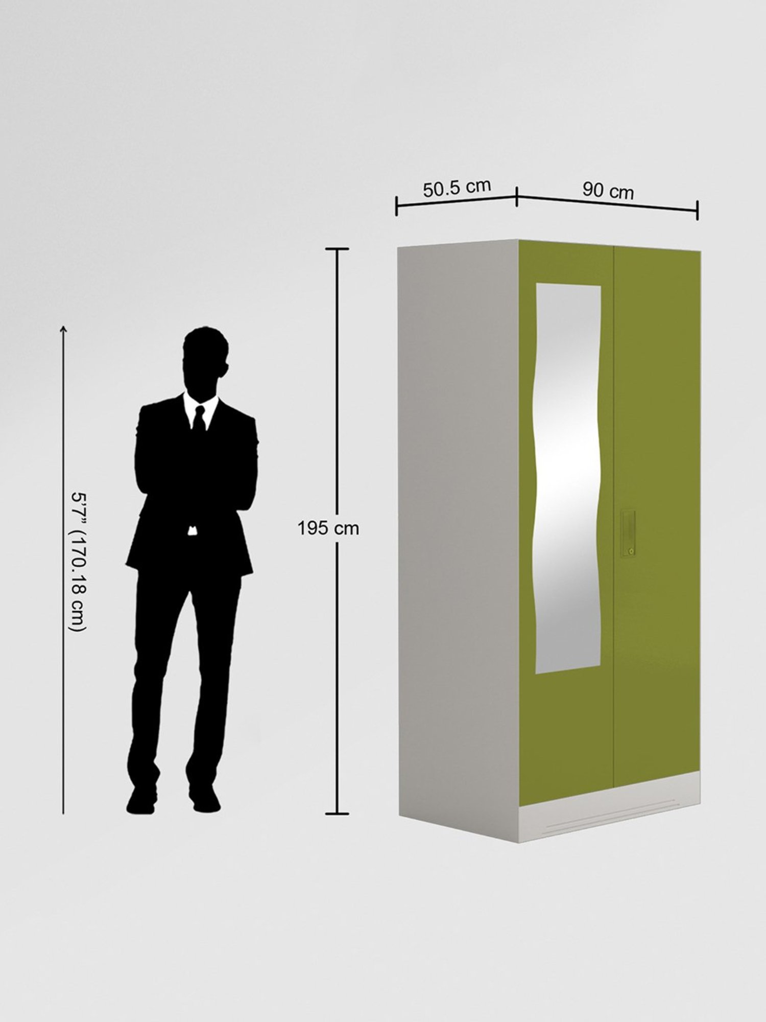 Godrej Interio Slimline 2-Door Steel Almirah, Tex Green Leaf (1-Year Warranty, 1 Locker, 1 Drawer)